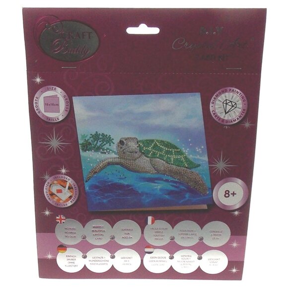 Craft Buddy DIY Sea Turtle Crystal Art Greeting Card Kit 7x7 Birthday Kids Gift - Picture 1 of 4